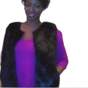 DRESSBARN Faux fur black vest